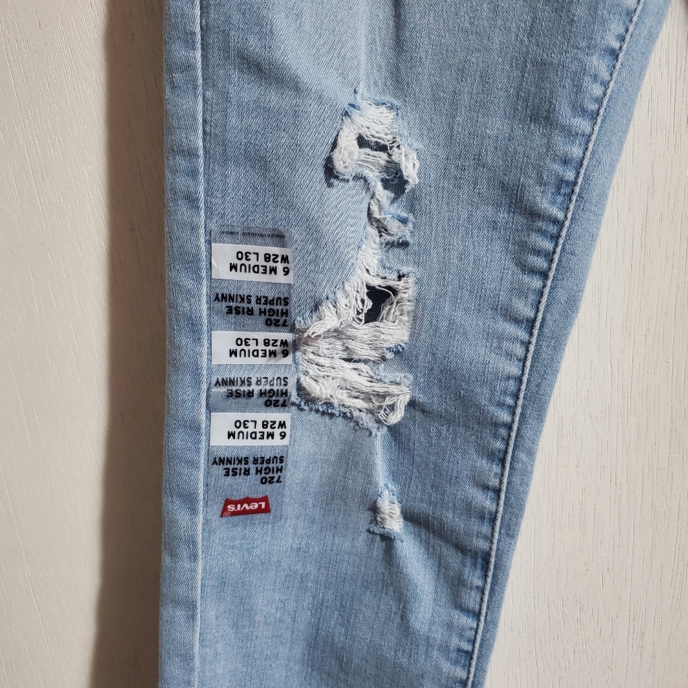 💖 LEVI'S 720 High Rise Super Skinny Ripped Jeans - Picture 10 of 14